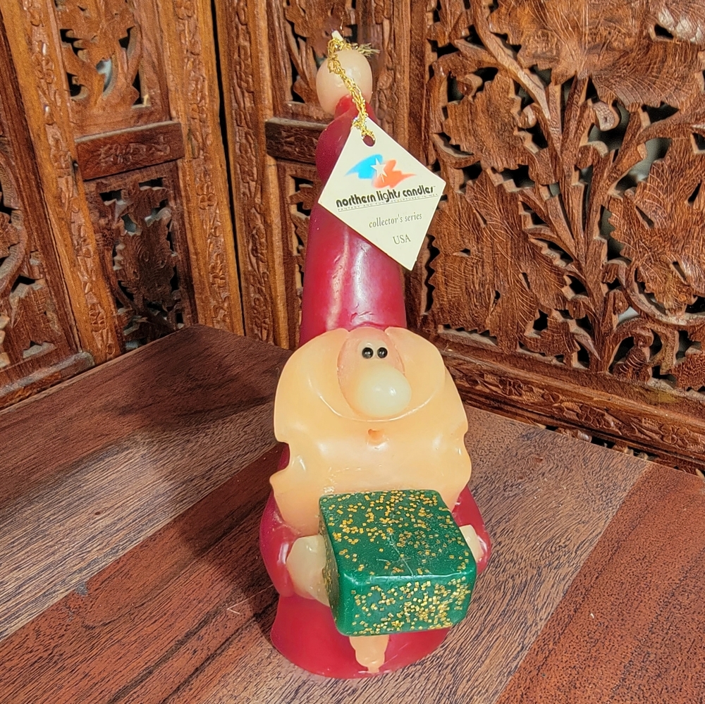 NWT Vintage Santa Gnome Northern Lights Candle